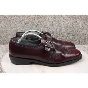 Stuart McGuire Leather Monk Strap Shoes Mens 11 Burgundy Wingtip Dress